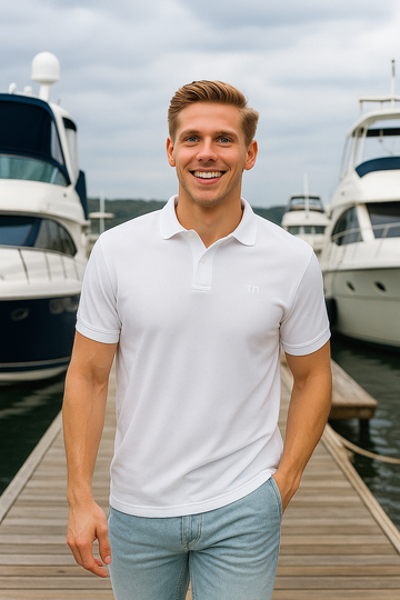 Vista White MOMIFA Classic Polo
