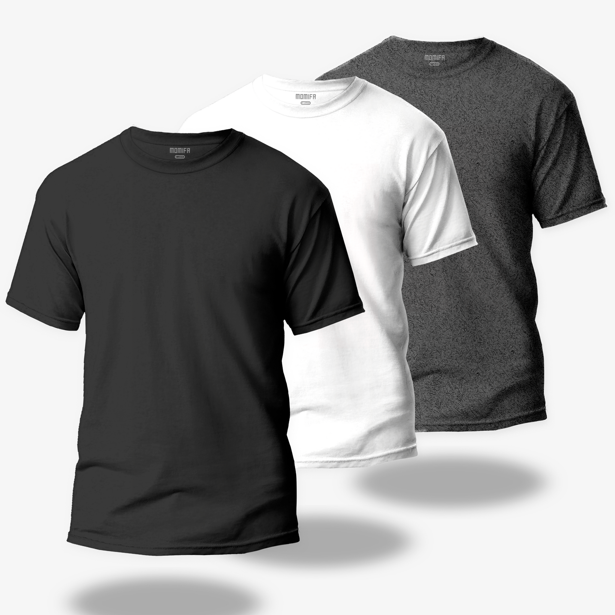 pack of 3 plain shirts in black, white and grey color 