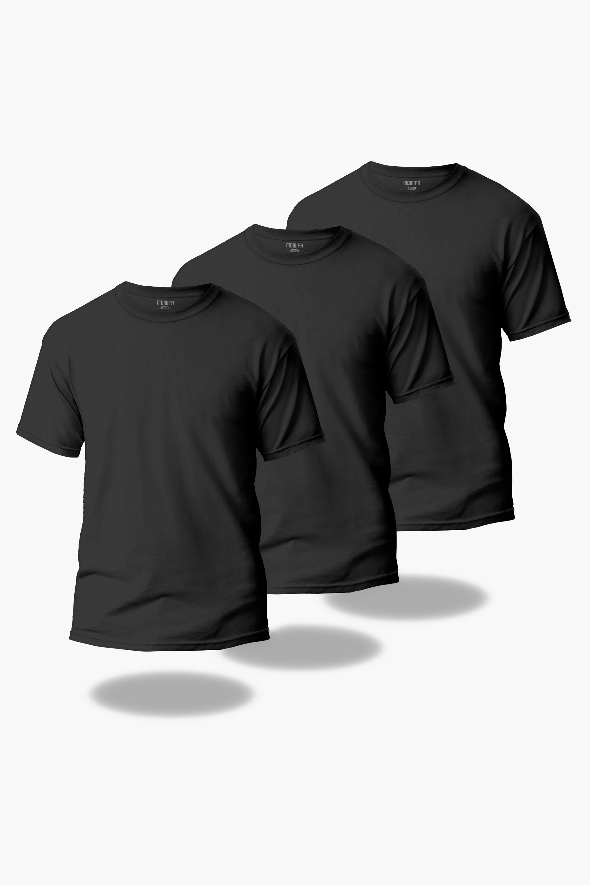 MOMIFA 3 Pack Black Plain T Shirt Unisex X Large